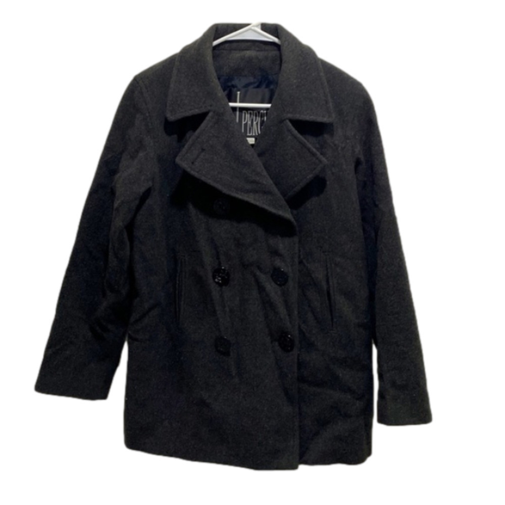 J Percy Vintage Classic Gray Merino Wool PeaCoat Size 2